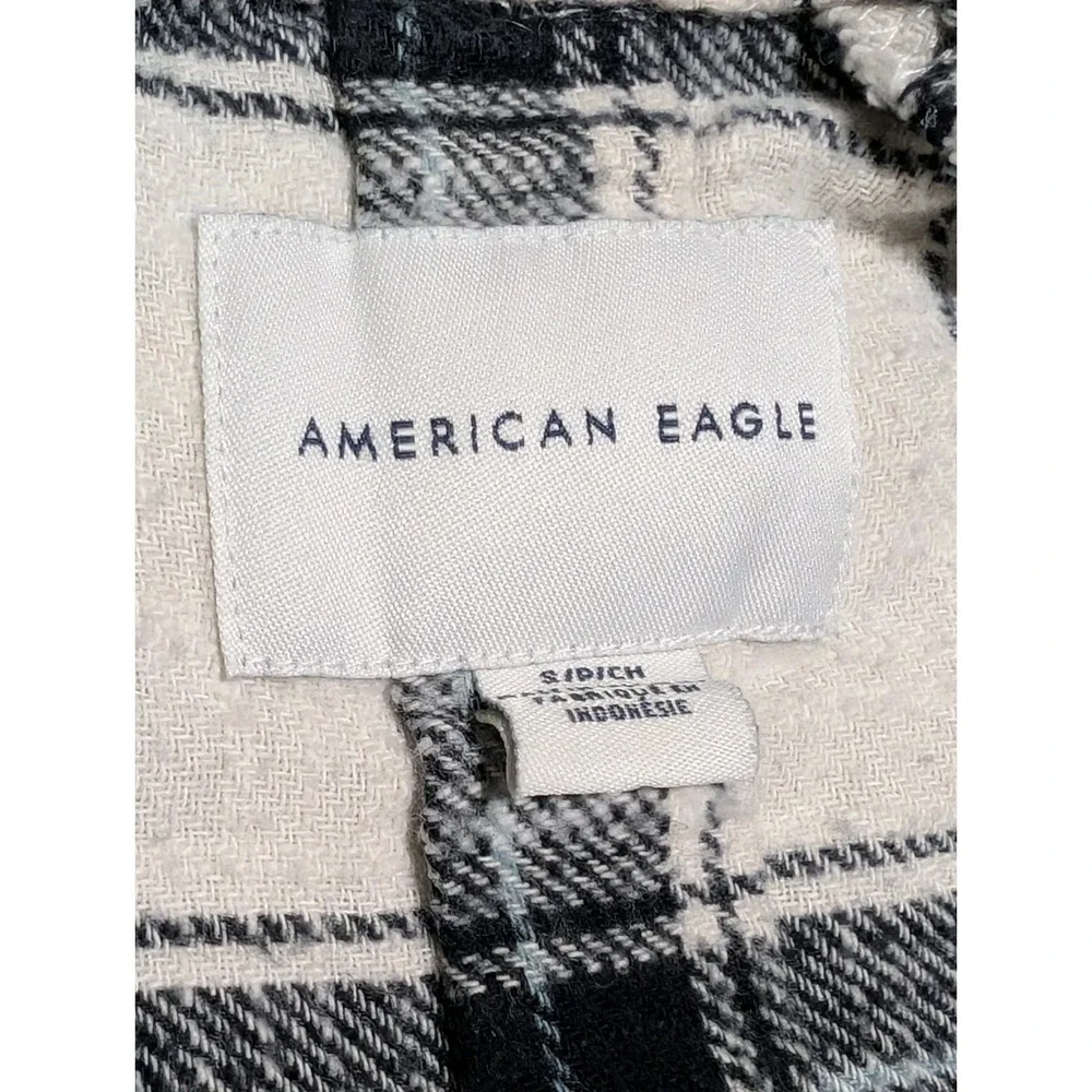 American Eagle Women's Flannel Plaid Button Down Shirt Elastic Wrist Size S - Picture 4 of 6